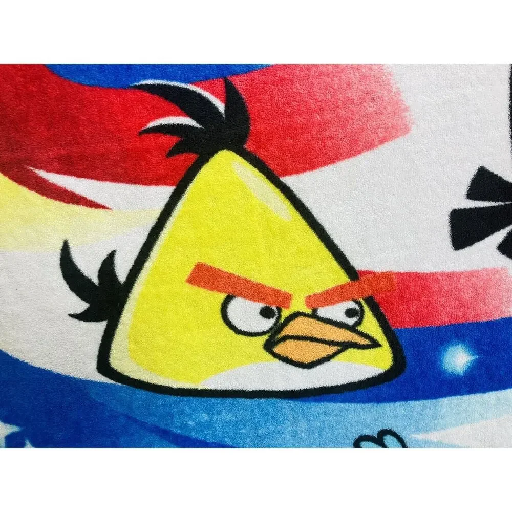 ANGRY BIRDS Large Plush Throw Blanket Shoot for Stars Blue Yellow Red 80 X 60”